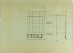 Dessin préparatoire de Tony Garnier, conservé au Musée de beaux-arts de Lyon.