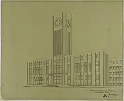 Dessin préparatoire de Tony Garnier, conservé au Musée de beaux-arts de Lyon.