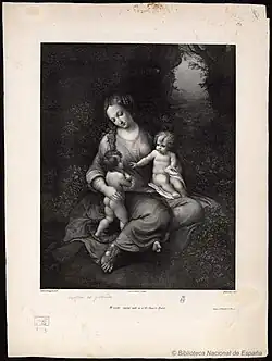 Virgen con el Niño y san Juan, d'après José de Madrazo, d'après Le Corrège, lithographie (vers 1825).