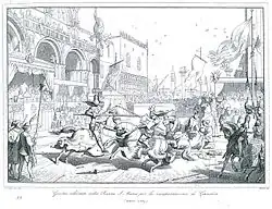 Joute sur la Piazza Saint-Marc célébrant la récupération de Candie (1852).