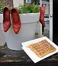 Gaufre exposée dans une rue de Belgique.