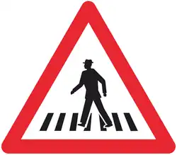 Le signal passage pour piéton (1.22) annonce les passages (art. 77) que le conducteur ne peut pas apercevoir à temps (p. ex. à cause d’un virage ou d’un dos d’âne) ou les passages se trouvant sur des routes à trafic dense et rapide (p. ex. au delà des intersections situées hors des localités).