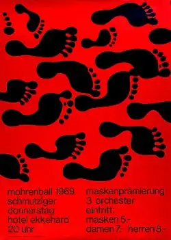 Affiche de Robert Geisser&nbsp;(de) pour une manifestation à Saint-Gall, 1969