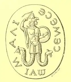 Gravure représentant une divinité anthropomorphique.