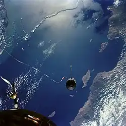 Le véhicule cible vu depuis le vaisseau Gemini 11 le 14 septembre 1966.