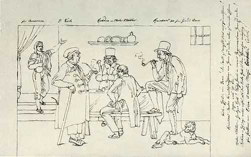 Joseph anton Koch dans une l'auberge, Dresde, Kupferstich-Kabinett.