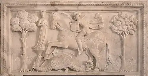 Bas-relief représentant Saint Georges terrassant le dragon, par les Gagini.