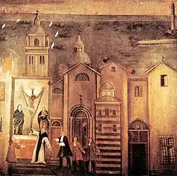 L'église sur une peinture du XVIIe&nbsp;siècle.