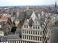 Vue (incomplète) du complexe de bâtiments formant l’hôtel de ville de Gand.