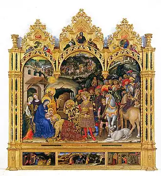Gentile da Fabriano,  L'Adoration des mages, 1423, musée des Offices.