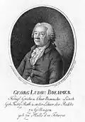 Le juriste Georg Ludwig Boehmer (de), professeur ordinaire de la faculté en 1774.