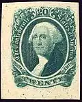 Timbre de 20¢ de George Washington.