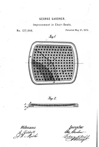 George Gardner. Improvement in chair-seats ; brevet US127044 du 21 Mai 1880.