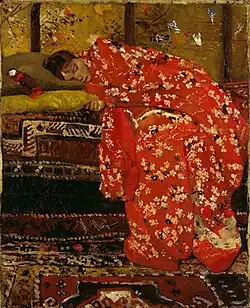 Fille en kimono rouge, huile sur toile, 1893-1895collection privée