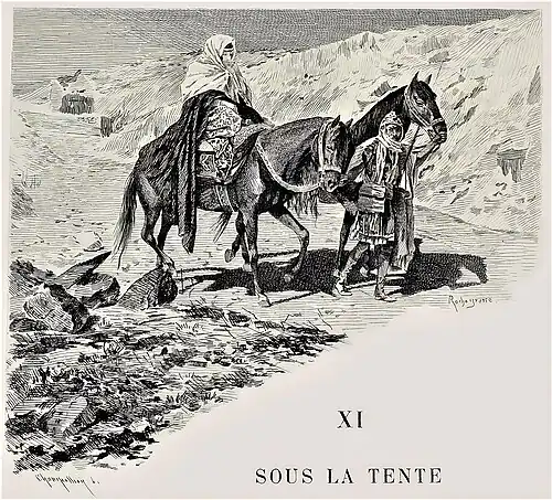 Voyage de Salammbô. Gravure de Champollion d'après Rochegrosse, 1900.