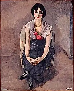 Portrait de femme aux roses rouges (1933).