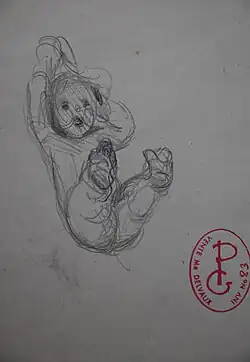 Enfant, dessin, crayon graphite