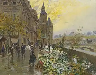 Paris. Le Marché aux Fleurs (quai de la Corse), huile sur toile, 43,2&nbsp;×&nbsp;54,6&nbsp;cm.