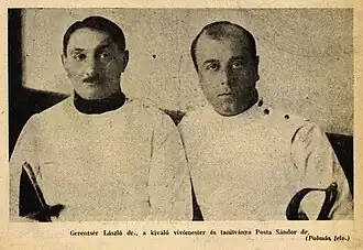 Sándor Pósta (à droit) en 1924.