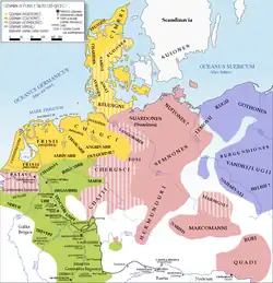 Peuples Germains selon Pline (78) et Tacite (98)