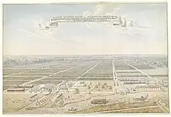 Vue de la plantation de café Liverpool dans  la seconde moitié du XVIIIe siècle.