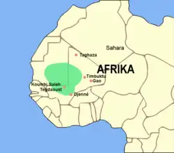 L'empire du Ghana à son apogée en 1050.