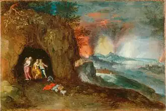 Gillis Mostaert, Sodome en feu, circa 1580.