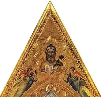 Éternel et Anges, cimaise du panneau central du polyptyque, musée d'art de San Diego.