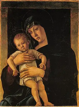 La Madone grecque, 1460-1464, huile sur bois, 82&nbsp;×&nbsp;62&nbsp;cm, pinacothèque de Brera, Milan.