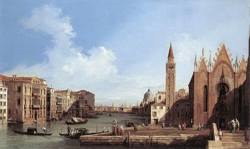 1727-1728,Le Grand Canal regardant à l’est de la Carità,Royal Collection.Aujourd'hui entrée de l'Accademia.