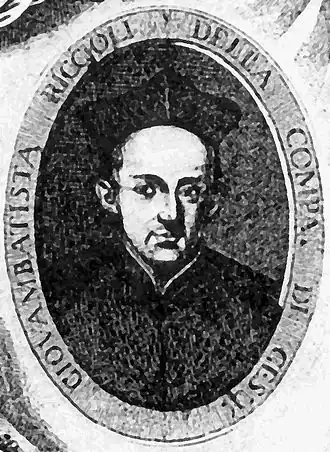 Gravure de Giovanni Battista Riccioli.