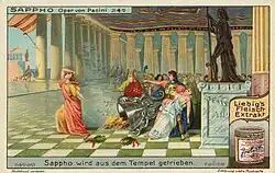 Description de l'image Giovanni Pacini - Saffo - Liebig 908,4 - Sappho wird aus dem Tempel getrieben.jpg.