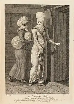 Turkish woman and her slave, d'après Francis Smith, dans le livre Turkish Dresses (Londres, 1769).