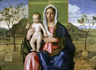 Vierge à l'Enfant, 1510, huile / bois, 85&nbsp;×&nbsp;118&nbsp;cm. Pinacothèque de Brera