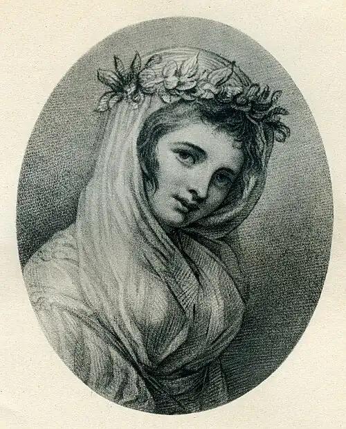 Dessin. Portrait de Giuseppina Grassini par P. Condé, début XIXe