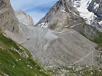 Le glacier de la Grande Casse depuis le sud-ouest.