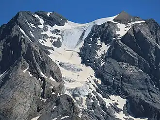 Le glacier des Grands Couloirs sur la Grande Casse depuis le col Noir à l'ouest.