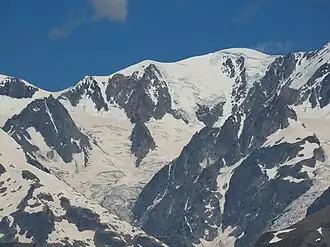 Le glacier du Dôme sous le dôme du Goûter depuis Lancebranlette au sud.