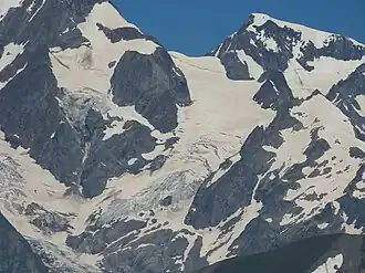 Le glacier du Petit-mont-Blanc depuis Lancebranlette au sud.