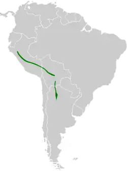 Carte de l'Amérique du Sud avec certaines zones coloriées en vert