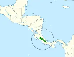 Carte de l'Amérique Centrale avec certaines zones coloriées en vert