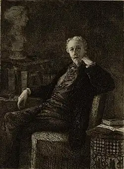 Armand Mathey, Portrait du comte de Gobineau (1887), gravure d'après le tableau de Mathilde Sallier de La Tour de 1876.