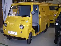 Goggomobil TL de la Poste fédérale allemande, en dépôt au musée de la Communication, à Francfort-sur-le-Main.