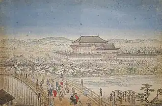 Bâtiment du Hōkō-ji abritant le Grand Boudddha de Kyōto, construit en 1612, détruit en 1798.