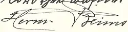 signature de Hermann Beims