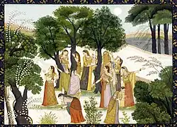 Miniature Pahari (Montagnarde) de l'École de Kangra.