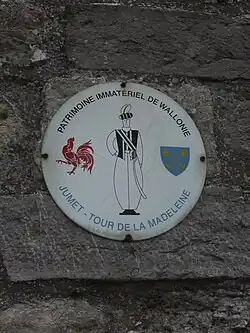 Plaque apposée sur la chapelle Notre-Dame de Grâce à Gosselies.