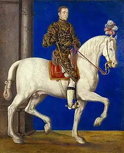 Portrait équestre à la gouache du dauphin Henri par François Clouet, vers 1543