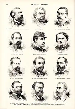 Galerie de douze portraits dessinés et disposés en pleine page.