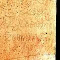 Graffiti laissé dans la villa de Michele à Cenate par le réfugié Zelig Zylberstajn